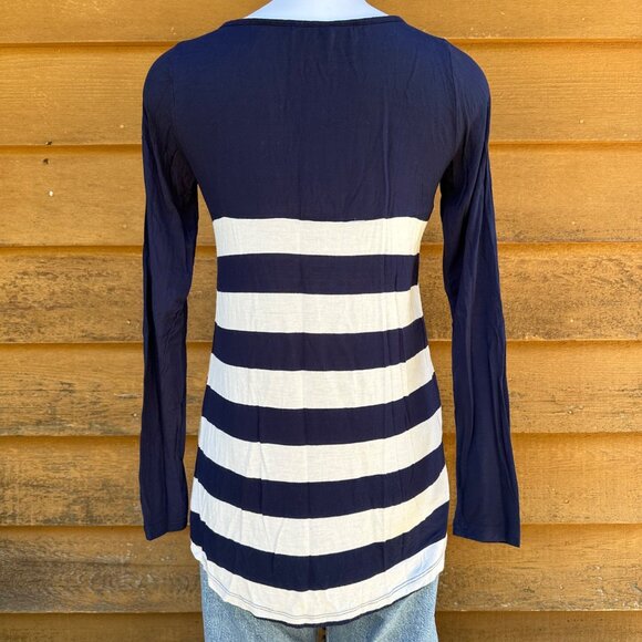 Bordeaux Lexa Striped Boat-neck Top Blue and White Long Sleeve Size S - Picture 6 of 8
